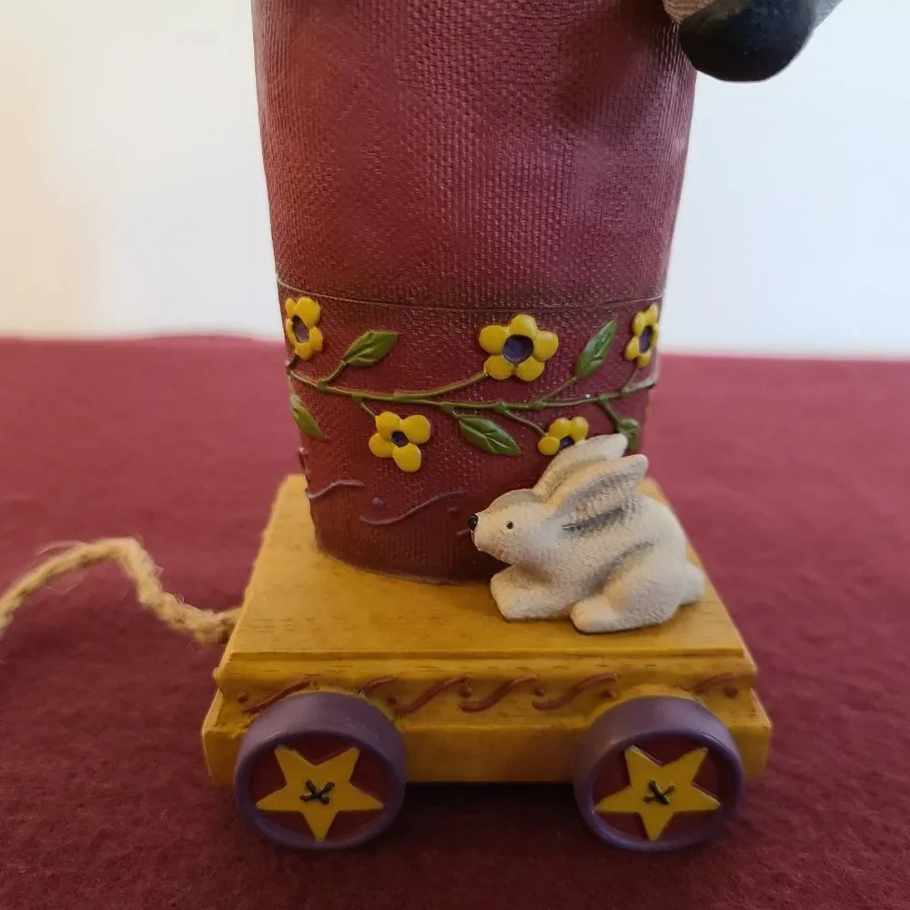 Demdaco Americana Father Christmas Santa On Wagon With Bunny and Tree XMas Decor